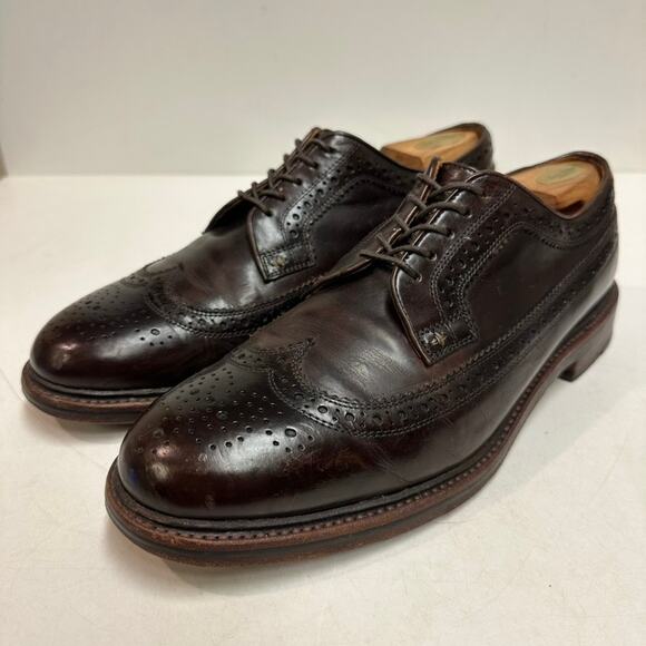 VERY GOOD Grant Stone x J. Crew Ludlow Longwing Wingtip Derby Brown Leather 10